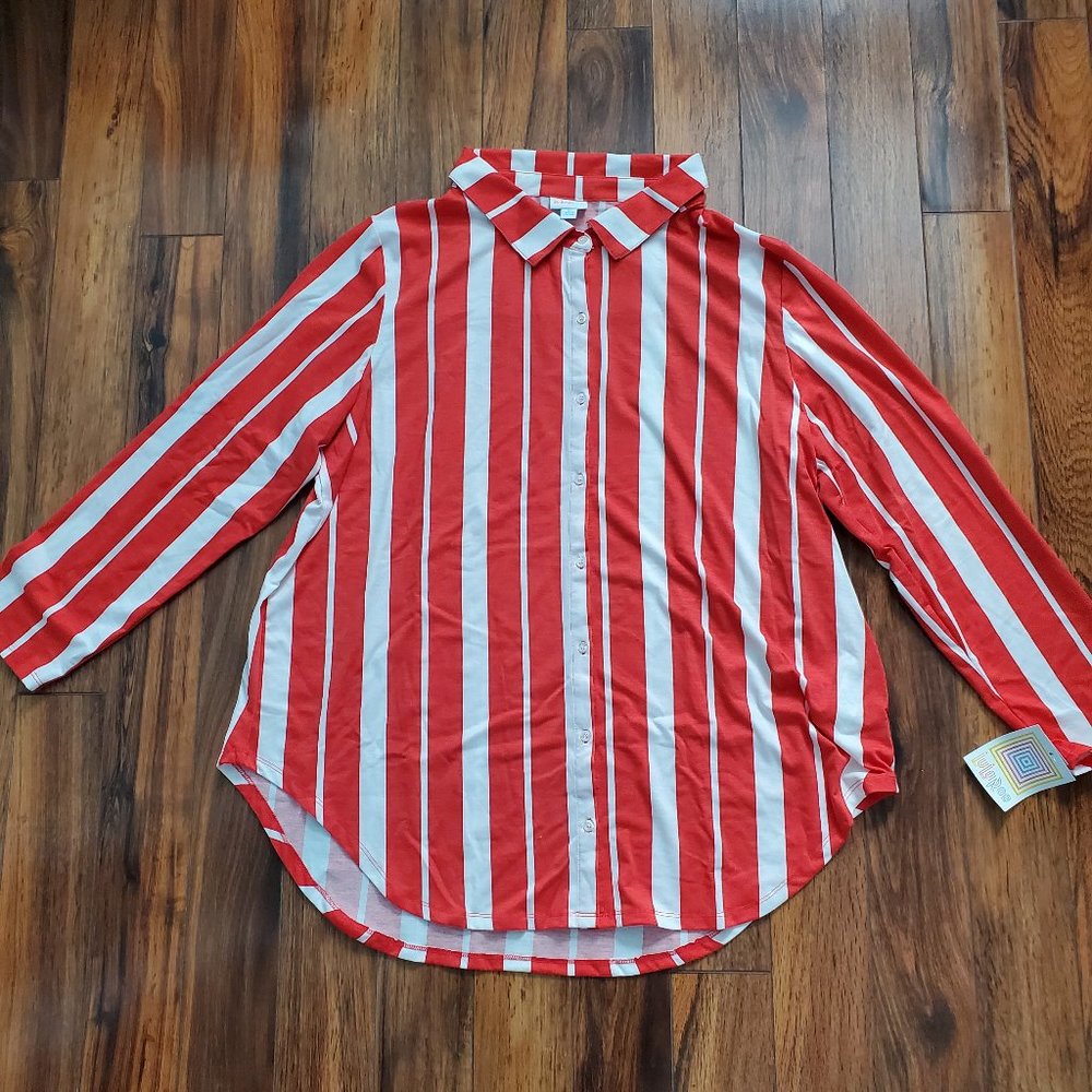 LulaRoe orange Valentina button down shirt - XL